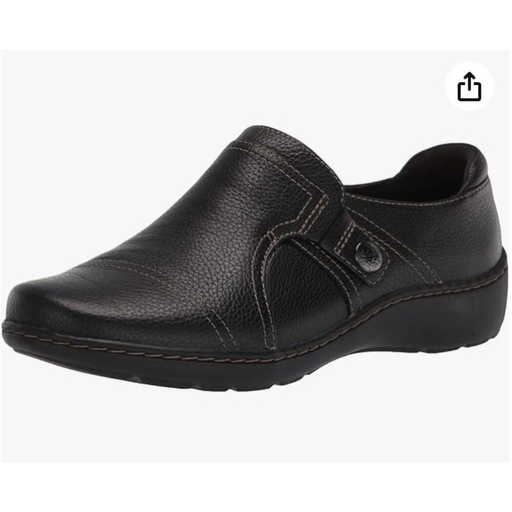 Clarks Cora Poppy Loafers Slip On Black Leather Size US 10 EU 41.5 $90 [jb] - Picture 7 of 16